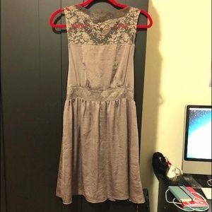 Free People Lace Trimmed Taupe Dress